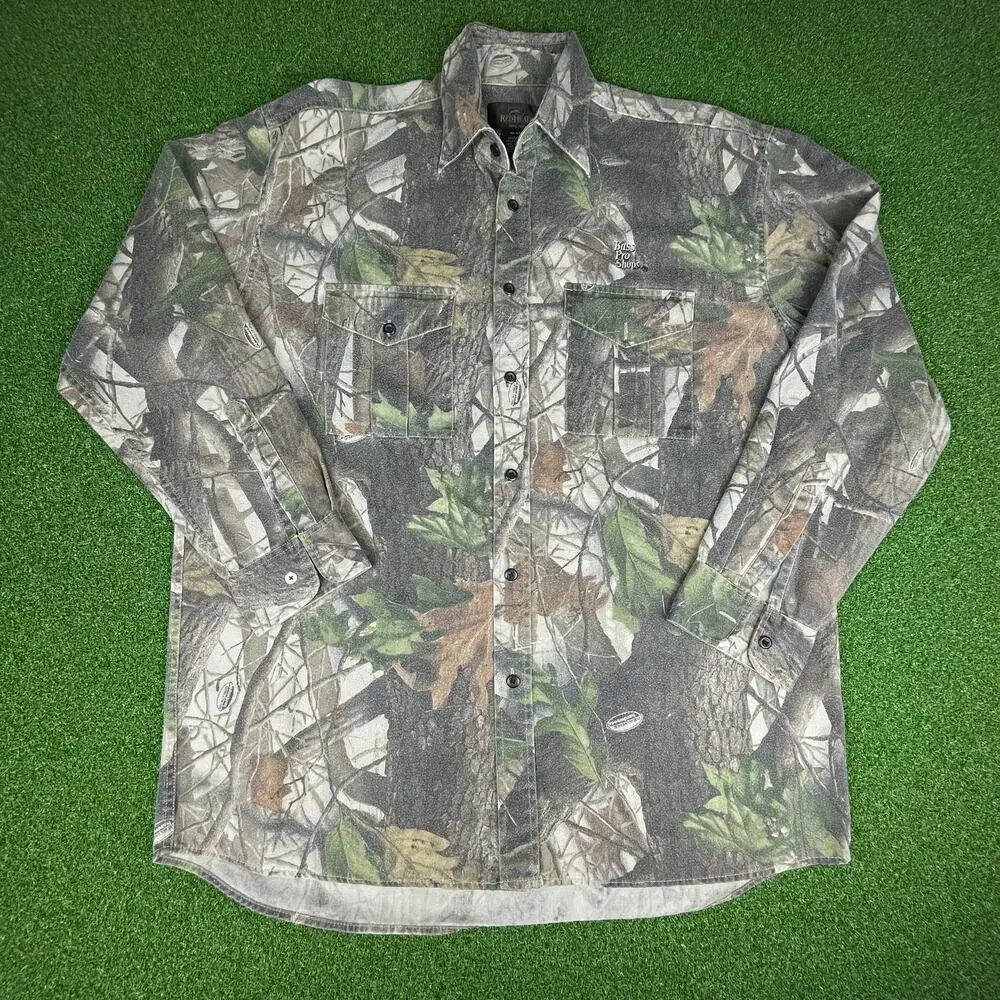 Redhead Bass Pro Shops Camo Real Tree Hardwood Long Sleeve Hunting Shirt Sz LT